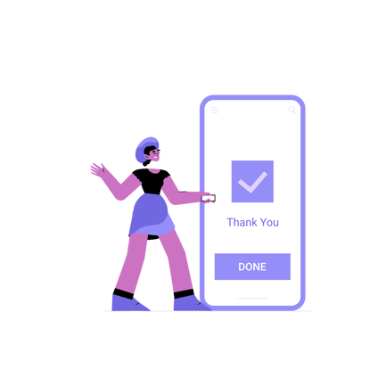 Thank You Illustration with Woman and Mobile Phone in Duotone Style