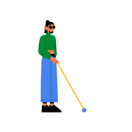 Visually Impaired Woman with Cane Animation