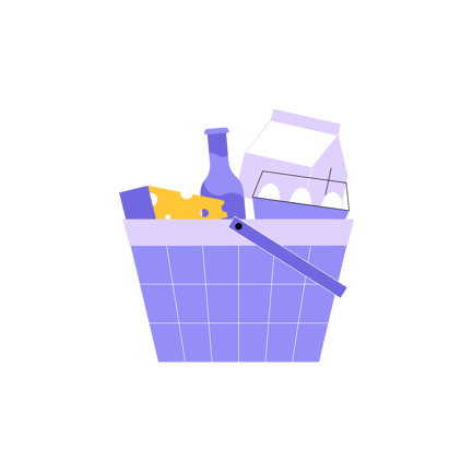 Duotone Dairy Basket Illustration