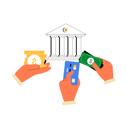 Bank Transactions Flat Illustration