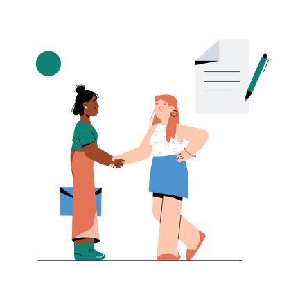 Financial Agreement Illustration of Two People Shaking Hands