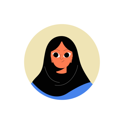 Flat Illustration of a Muslim Woman with Hijab