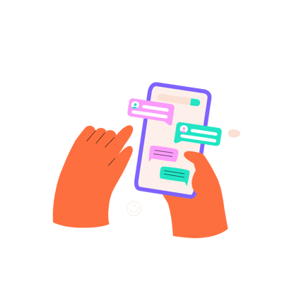 Hands Holding Smartphone Chatting Illustration