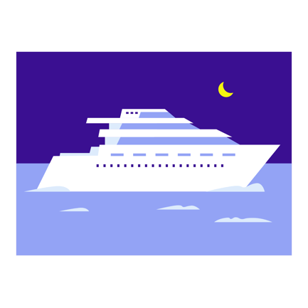 Luxury Yacht Sailing at Night