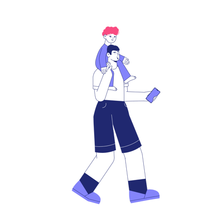 Father and Son Online Shopping Illustration