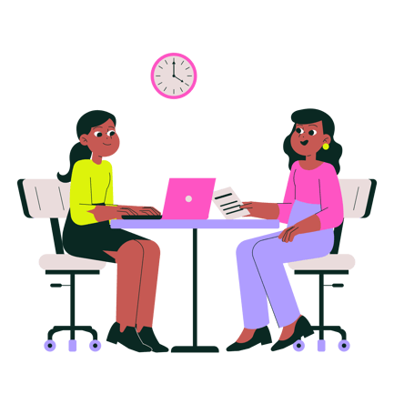 Cartoon Style Consultation Illustration with Two Women