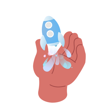 Hand Holding a Launching Rocket