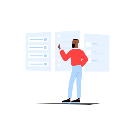 Pricing Plans Illustration with Man Selecting Options