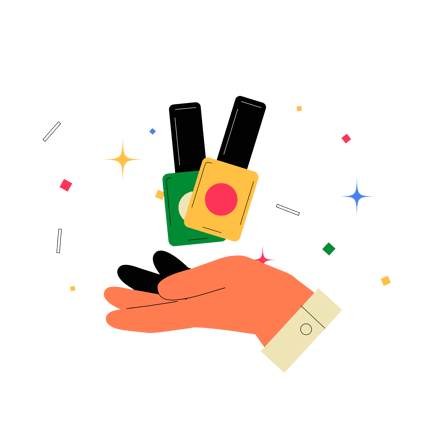 Nail Polish Bottles on Hand Illustration