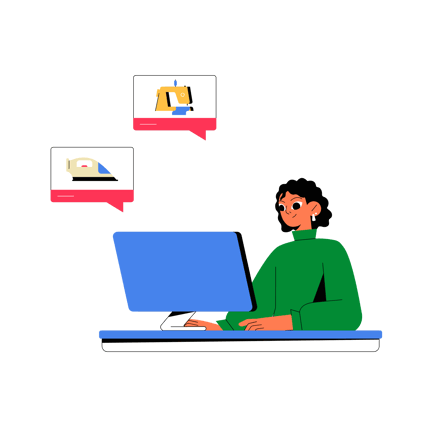 Woman Shopping for Appliances Online Illustration