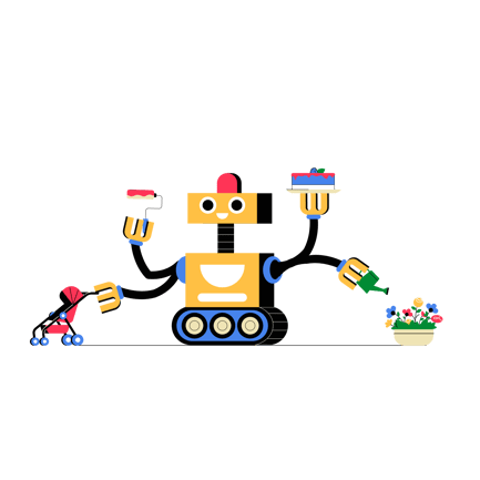 Multitasking Robot Illustration