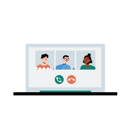 Team Video Call on Laptop Screen Animation