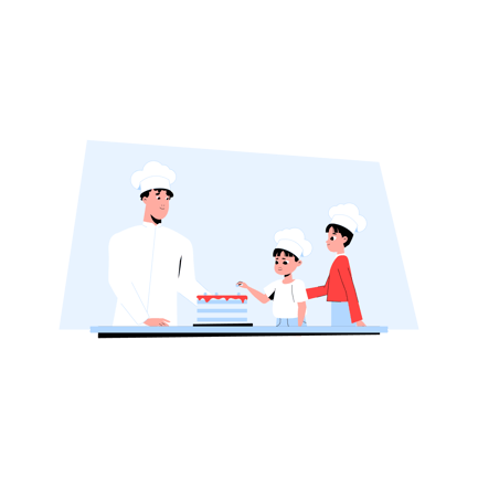 Cake Decorating Class at School Illustration