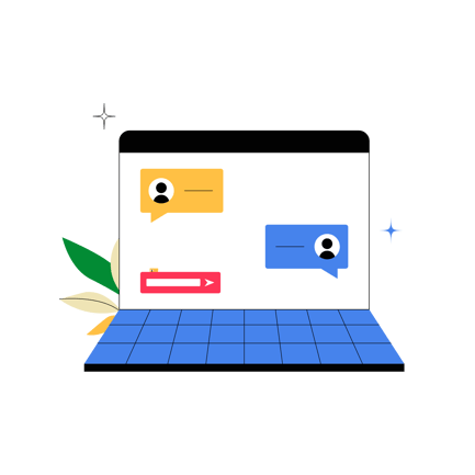 Online Chat Communication on Laptop