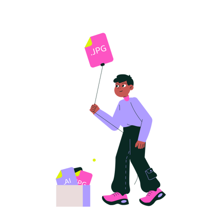 Illustration of a Man with File Types