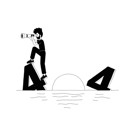 Error 404 Illustration with Man Looking Through Telescope