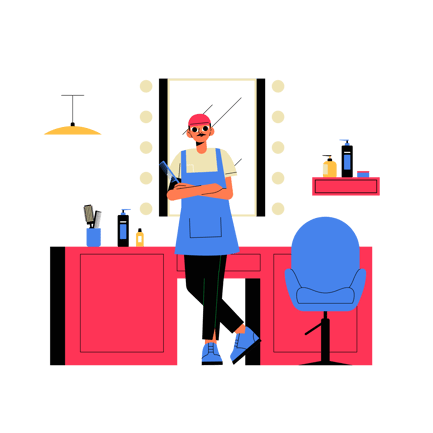 Flat Illustration of a Barber in a Shop