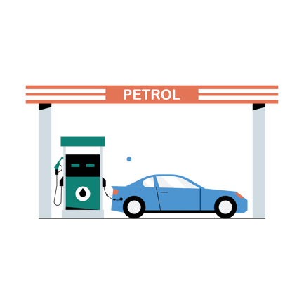 Car at a Gas Station Illustration