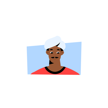 Duotone Illustration of a Muslim Man Wearing a Turban