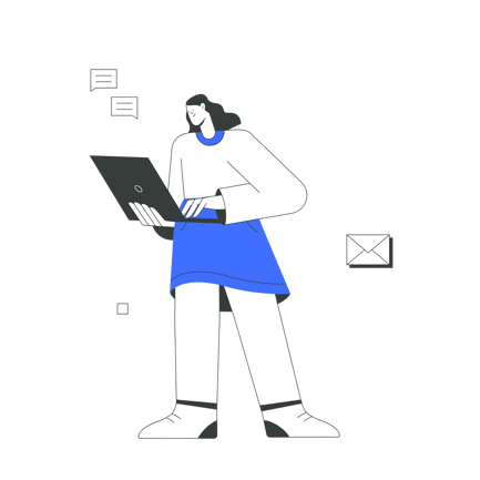 Woman Sending Newsletter with Laptop Animation