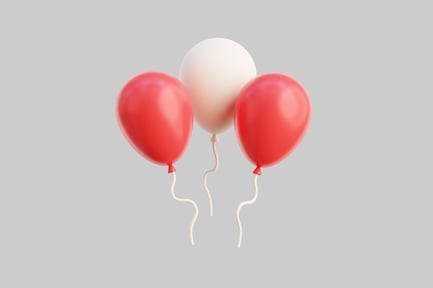 Preview: 3D Red And White Patriotic Balloons