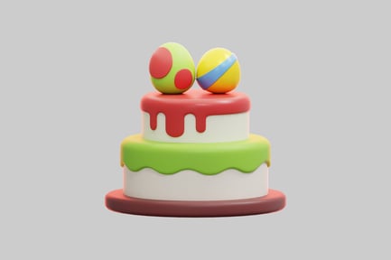 Preview: 3D Colorful Easter Cake With Decorative Eggs