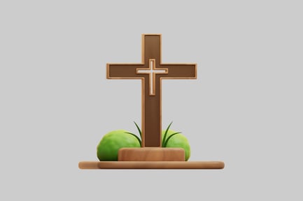 Preview: 3D Christian Cross With Easter Eggs