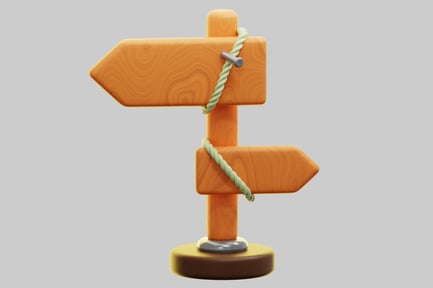 Preview: 3D Wooden Directional Signpost