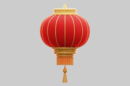 Preview: Traditional 3D Red And Gold Chinese Lantern
