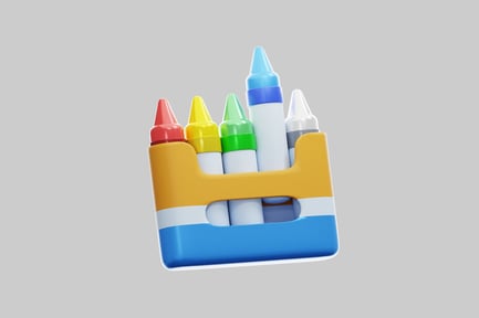 Preview: 3D Box Of Colorful Crayons