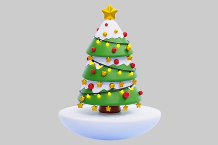 Preview: 3D Decorated Snowy Christmas Tree