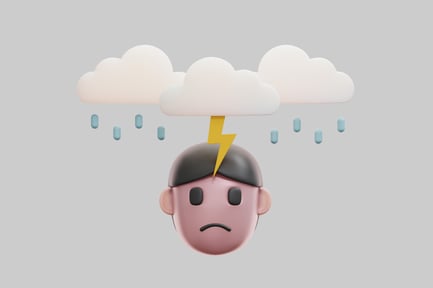 Preview: Character With Storm Cloud And Lightning Symbolizing Depression
