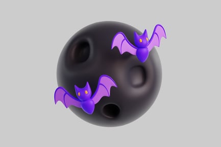 Preview: 3D Halloween Bats And Dark Moon