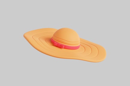 Preview: 3D Yellow Sun Hat With Red Ribbon