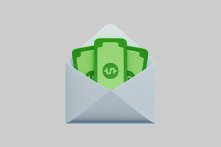 Preview: 3D Money Inside White Open Envelope