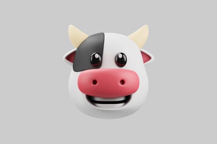 Preview: Cute 3D Cartoon Cow Head Character
