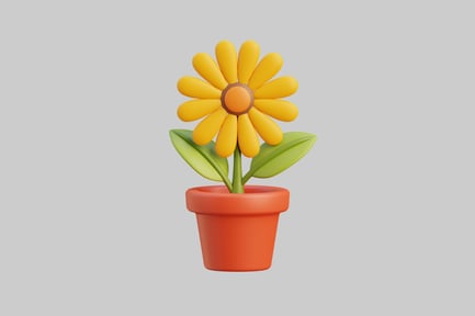 Preview: 3D Yellow Flower In Pot