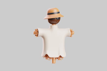 Aperçu: Épouvantail de ferme 3D avec chapeau