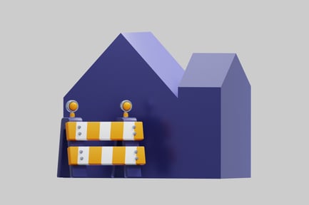 Preview: 3D House With Construction Barricade