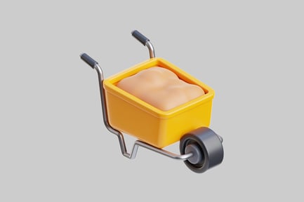 Preview: 3D Yellow Garden Wheelbarrow