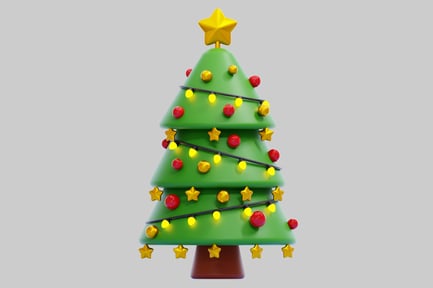 Preview: 3D Christmas Tree With Lights And Ornaments