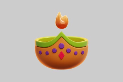 Preview: Festive 3D Diya Lamp For Diwali
