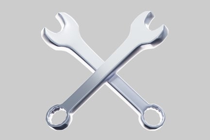 Preview: Pair Of Crossed Chrome Spanners