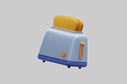 Preview: 3D Blue Toaster With Slices Of Bread