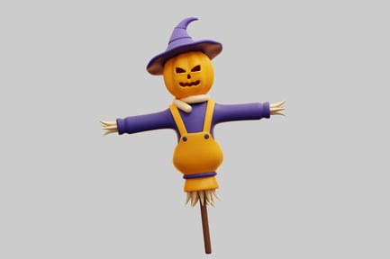 Preview: 3D Halloween Pumpkin Scarecrow Character
