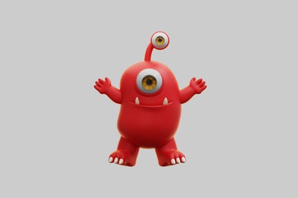 Aperçu: Personnage de monstre borgne rouge en 3D