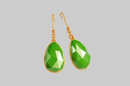 Preview: 3D Elegant Green Gemstone Earrings