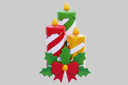 Aperçu: Bougies de Noël à rayures 3D