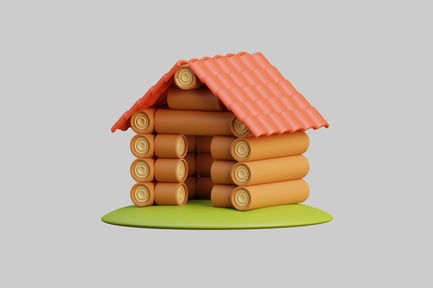 Preview: Stylized Wooden Log Cabin 3D Model