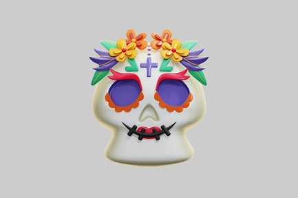 Preview: 3D Mexican Sugar Skull For Dia De Los Muertos
